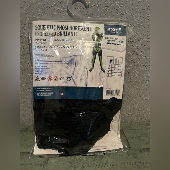 Glow Skeleton Morphsuit Glow in Dark - Boys M - Picture 2 of 6